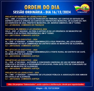 ORDEM DO DIA 16-12-2024